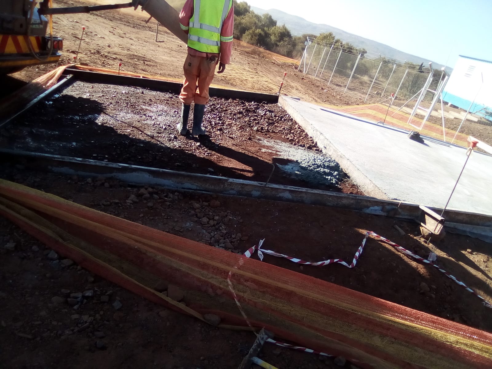 Working on the concrete slab at Zeerust PV Plant