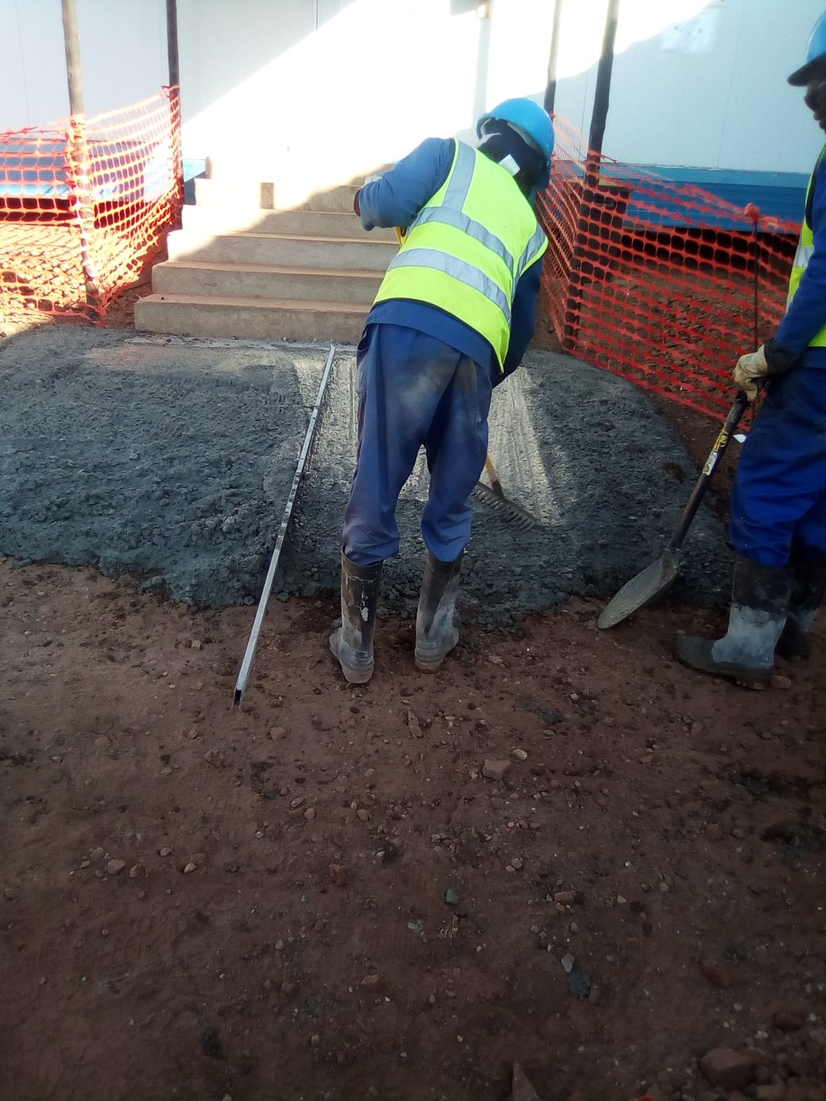 Levelling the concrete at Zeerust PV Plant
